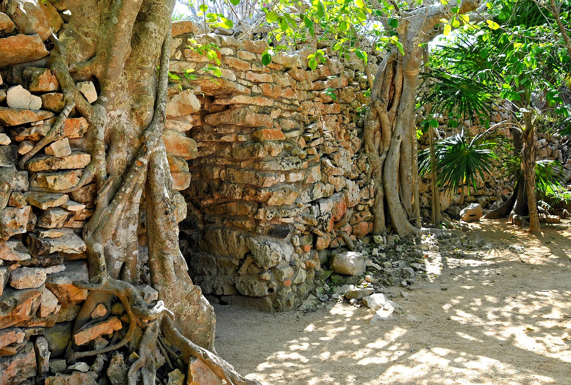 Vista aérea de Xcaret con ríos subterráneos y vegetación tropical en Quintana Roo